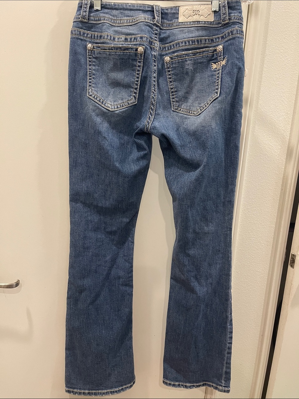 Miss Me Medium Blue Bootcut Jeans with Decorative Pockets - Picture 6 of 11